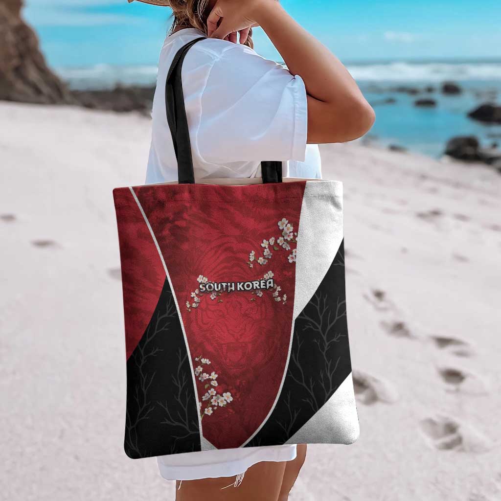 South Korea Football Tote Bag Tiger Mugunghwa Flower Minimal Style