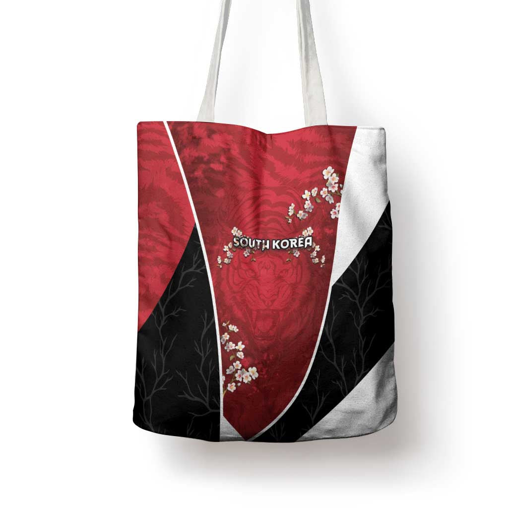 South Korea Football Tote Bag Tiger Mugunghwa Flower Minimal Style