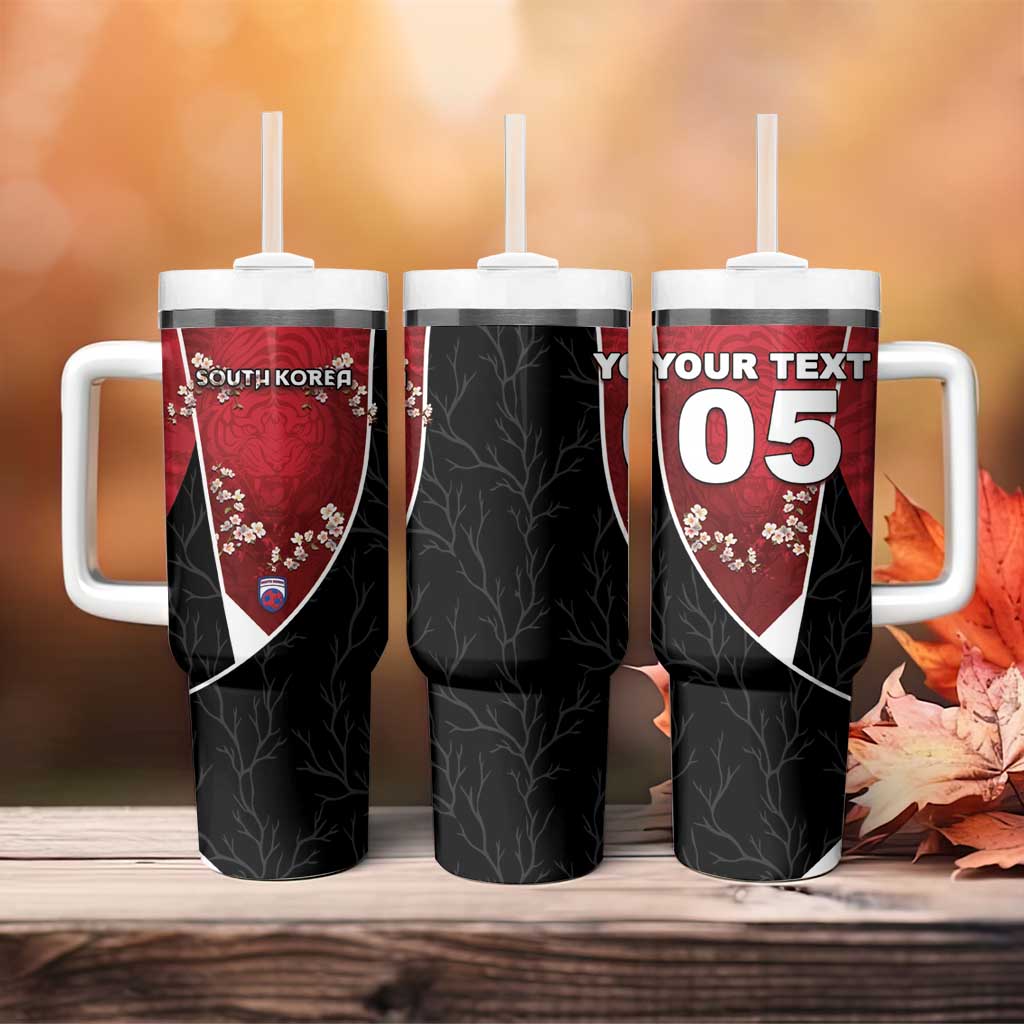 Custom South Korea Football Tumbler With Handle Tiger Mugunghwa Flower Minimal Style