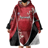 Custom South Korea Football Wearable Blanket Hoodie Tiger Mugunghwa Flower Minimal Style
