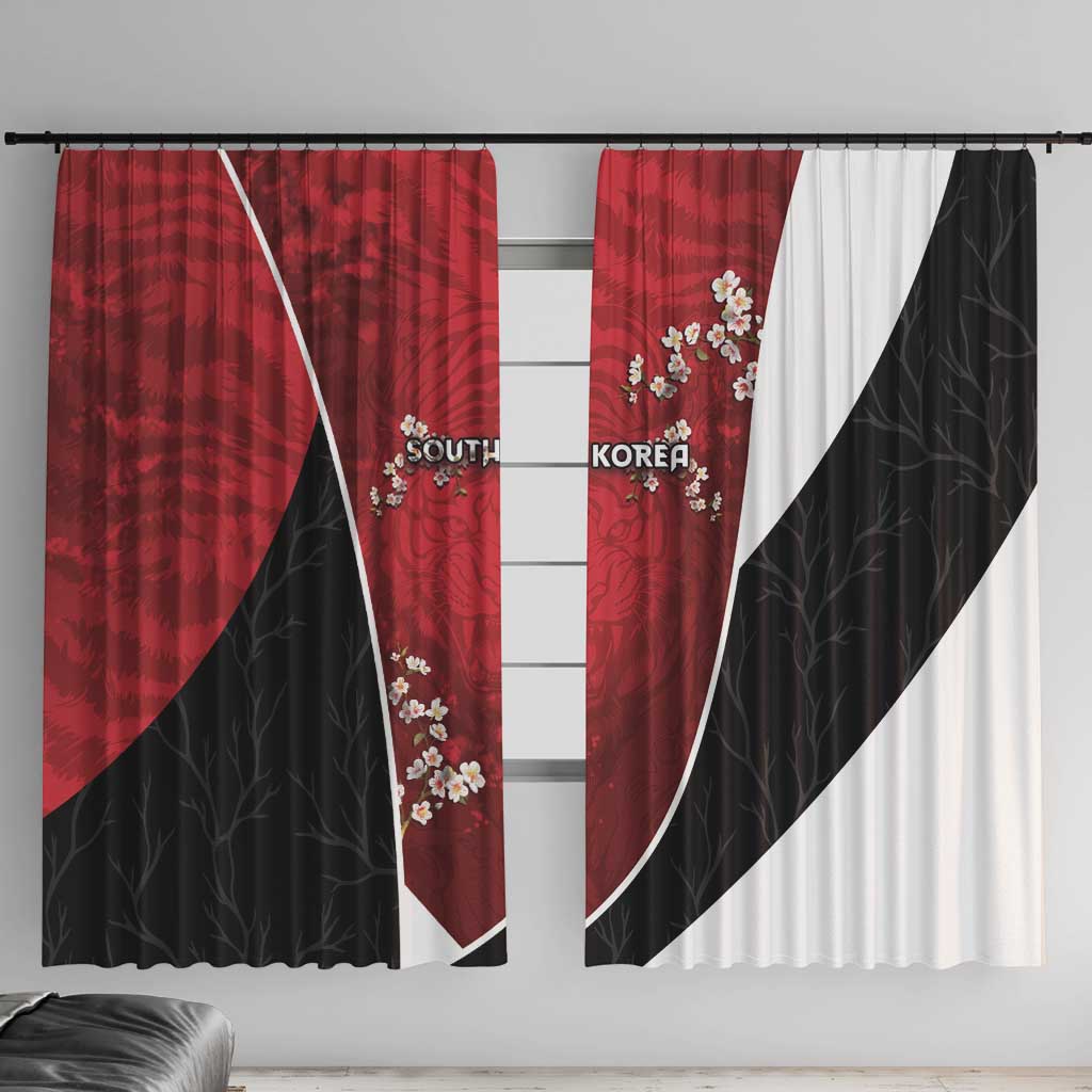 South Korea Football Window Curtain Tiger Mugunghwa Flower Minimal Style