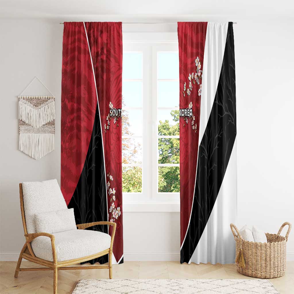 South Korea Football Window Curtain Tiger Mugunghwa Flower Minimal Style