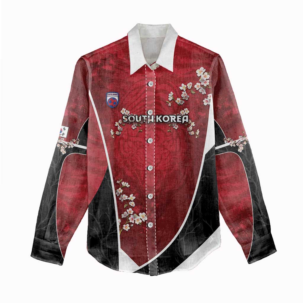 Custom South Korea Football Women Casual Shirt Tiger Mugunghwa Flower Minimal Style