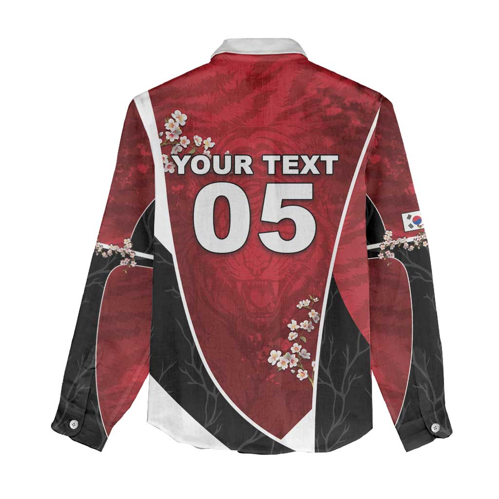 Custom South Korea Football Women Casual Shirt Tiger Mugunghwa Flower Minimal Style