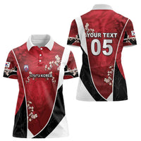 Custom South Korea Football Women Polo Shirt Tiger Mugunghwa Flower Minimal Style