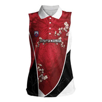 Custom South Korea Football Women Sleeveless Polo Shirt Tiger Mugunghwa Flower Minimal Style