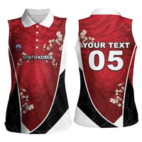 Custom South Korea Football Women Sleeveless Polo Shirt Tiger Mugunghwa Flower Minimal Style
