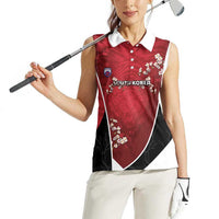 Custom South Korea Football Women Sleeveless Polo Shirt Tiger Mugunghwa Flower Minimal Style