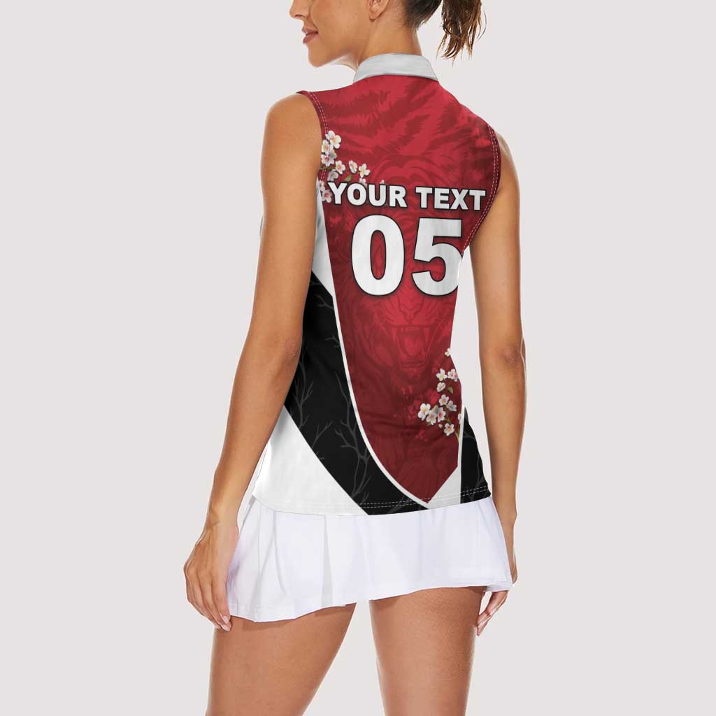 Custom South Korea Football Women Sleeveless Polo Shirt Tiger Mugunghwa Flower Minimal Style