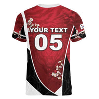 Custom South Korea Football Women V-Neck T-Shirt Tiger Mugunghwa Flower Minimal Style