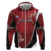 Custom South Korea Football Zip Hoodie Tiger Mugunghwa Flower Minimal Style