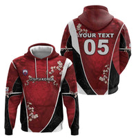 Custom South Korea Football Zip Hoodie Tiger Mugunghwa Flower Minimal Style