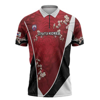 Custom South Korea Football Zipper Polo Shirt Tiger Mugunghwa Flower Minimal Style