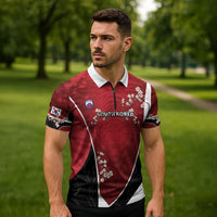 Custom South Korea Football Zipper Polo Shirt Tiger Mugunghwa Flower Minimal Style