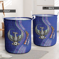 Uzbekistan Football Laundry Basket Modern Glitch Art Style Huma Bird