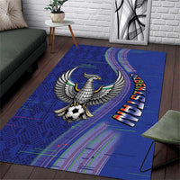 Uzbekistan Football Area Rug Modern Glitch Art Style Huma Bird