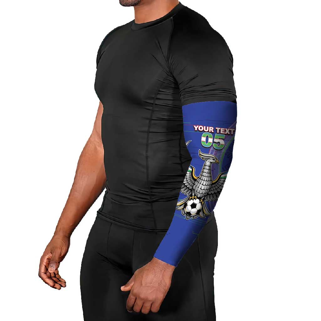 Custom Uzbekistan Football Arm Sleeves Modern Glitch Art Style Huma Bird