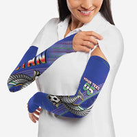 Custom Uzbekistan Football Arm Sleeves Modern Glitch Art Style Huma Bird