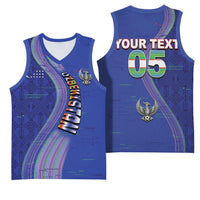 Custom Uzbekistan Football Basketball Jersey Modern Glitch Art Style Huma Bird