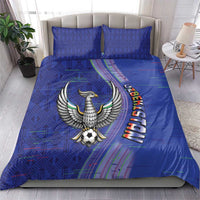 Uzbekistan Football Bedding Set Modern Glitch Art Style Huma Bird
