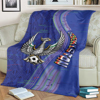 Uzbekistan Football Blanket Modern Glitch Art Style Huma Bird