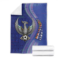 Uzbekistan Football Blanket Modern Glitch Art Style Huma Bird