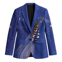 Custom Uzbekistan Football Blazer Modern Glitch Art Style Huma Bird