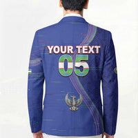 Custom Uzbekistan Football Blazer Modern Glitch Art Style Huma Bird