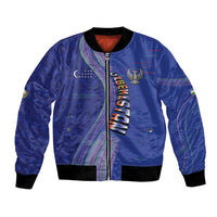 Custom Uzbekistan Football Bomber Jacket Modern Glitch Art Style Huma Bird