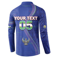 Custom Uzbekistan Football Button Sweatshirt Modern Glitch Art Style Huma Bird
