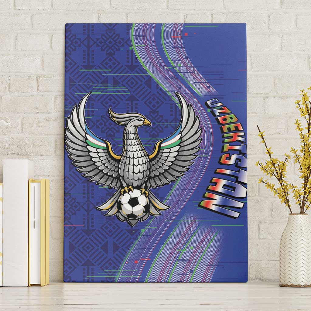 Uzbekistan Football Canvas Wall Art Modern Glitch Art Style Huma Bird