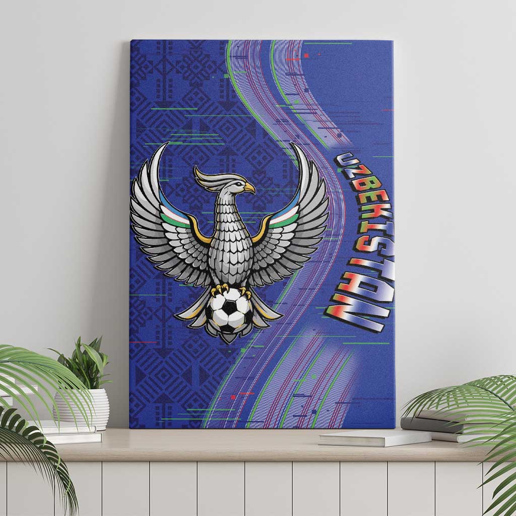 Uzbekistan Football Canvas Wall Art Modern Glitch Art Style Huma Bird