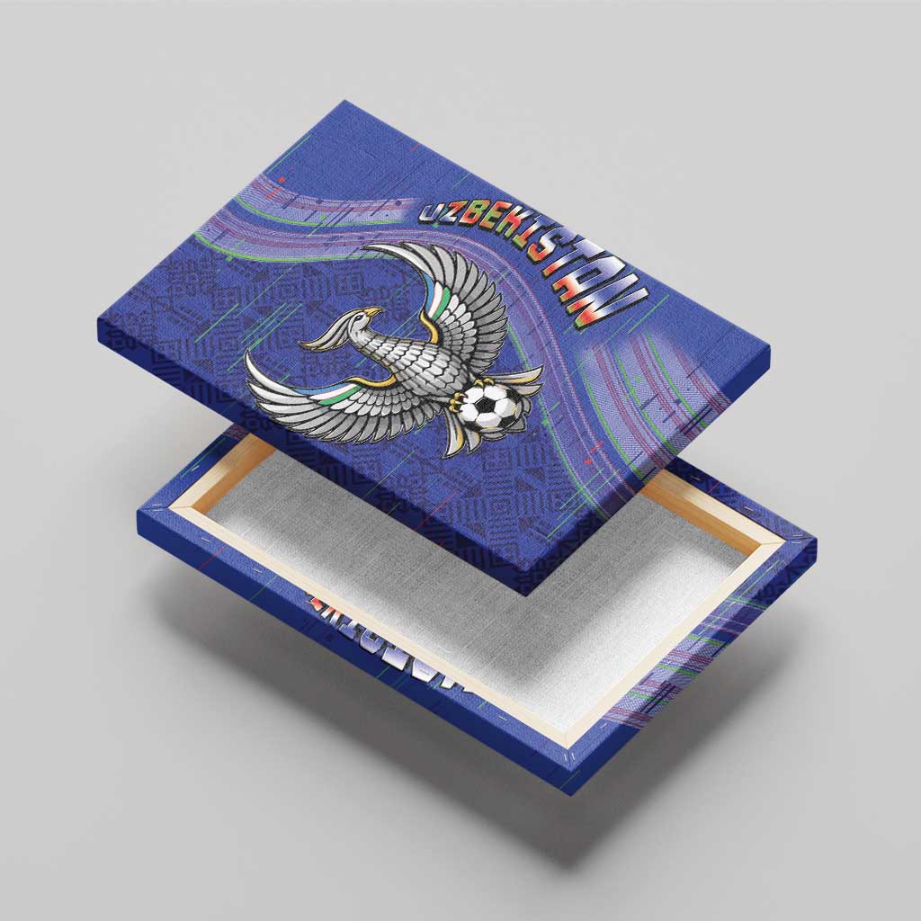 Uzbekistan Football Canvas Wall Art Modern Glitch Art Style Huma Bird