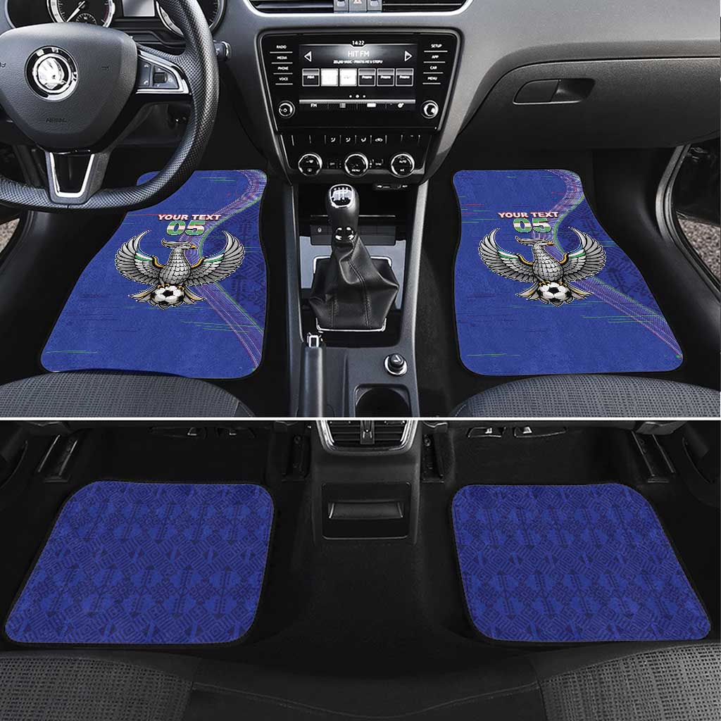 Custom Uzbekistan Football Car Mats Modern Glitch Art Style Huma Bird
