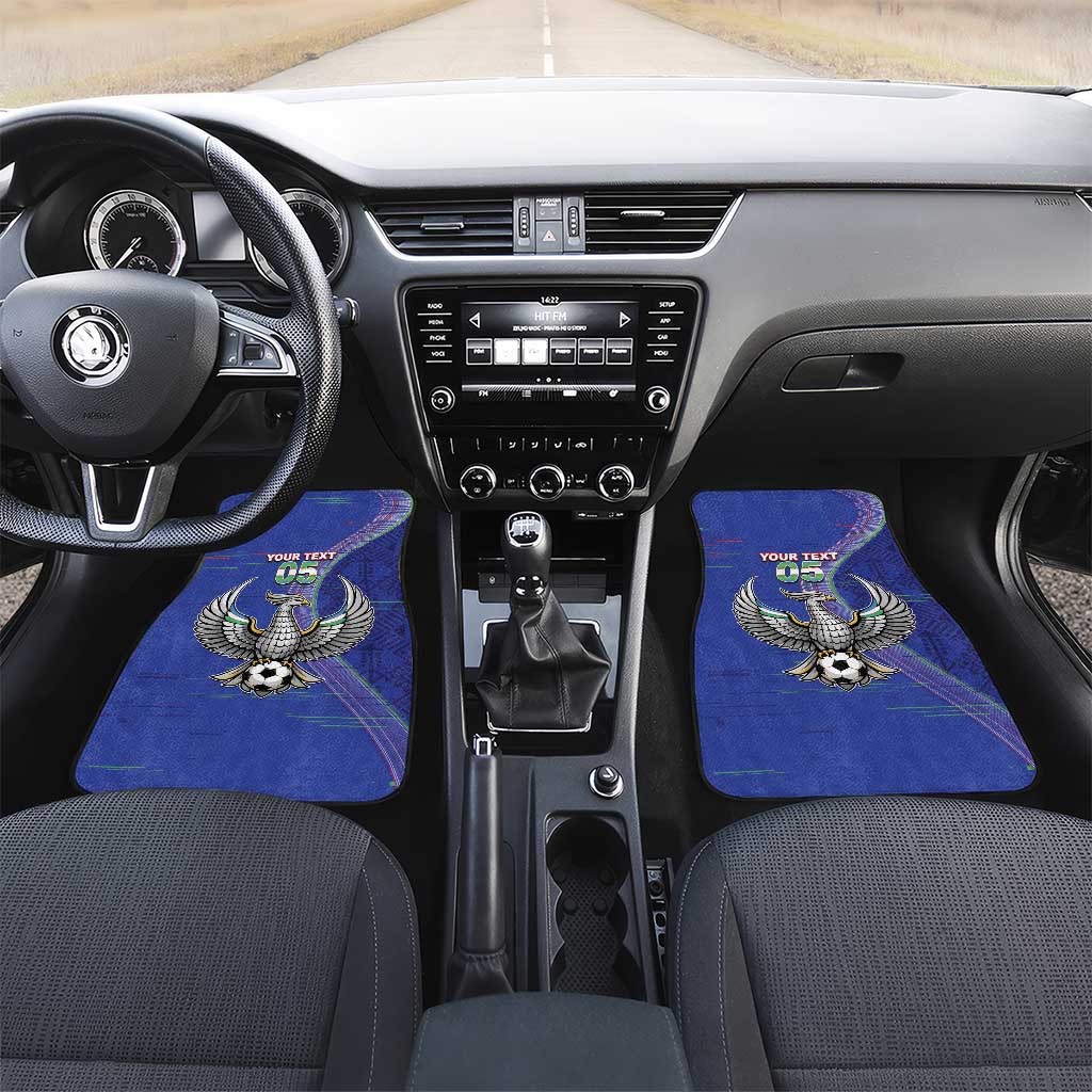 Custom Uzbekistan Football Car Mats Modern Glitch Art Style Huma Bird