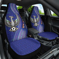 Uzbekistan Football Car Seat Cover Modern Glitch Art Style Huma Bird