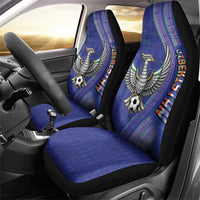 Uzbekistan Football Car Seat Cover Modern Glitch Art Style Huma Bird