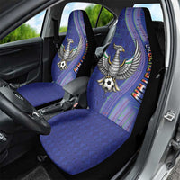 Uzbekistan Football Car Seat Cover Modern Glitch Art Style Huma Bird