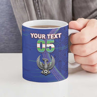 Custom Uzbekistan Football Ceramic Mug Modern Glitch Art Style Huma Bird