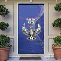 Custom Uzbekistan Football Door Cover Modern Glitch Art Style Huma Bird