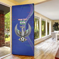 Custom Uzbekistan Football Door Cover Modern Glitch Art Style Huma Bird