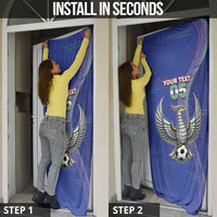 Custom Uzbekistan Football Door Cover Modern Glitch Art Style Huma Bird