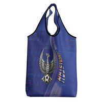 Uzbekistan Football Grocery Bag Modern Glitch Art Style Huma Bird