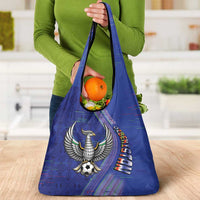 Uzbekistan Football Grocery Bag Modern Glitch Art Style Huma Bird