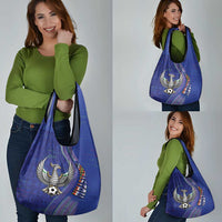 Uzbekistan Football Grocery Bag Modern Glitch Art Style Huma Bird