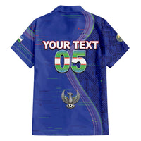 Custom Uzbekistan Football Hawaiian Shirt Modern Glitch Art Style Huma Bird
