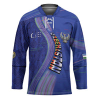 Custom Uzbekistan Football Hockey Jersey Modern Glitch Art Style Huma Bird