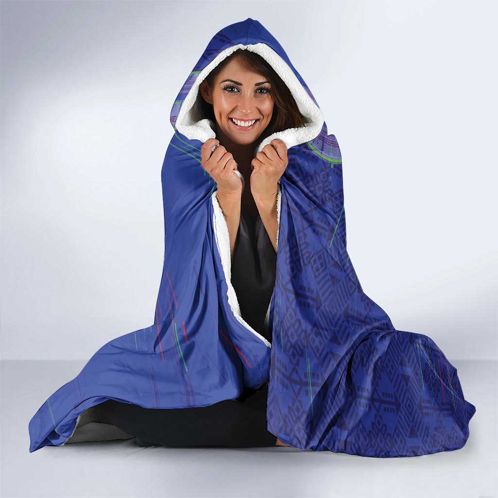 Uzbekistan Football Hooded Blanket Modern Glitch Art Style Huma Bird