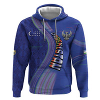 Custom Uzbekistan Football Hoodie Modern Glitch Art Style Huma Bird