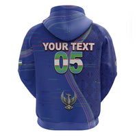 Custom Uzbekistan Football Hoodie Modern Glitch Art Style Huma Bird